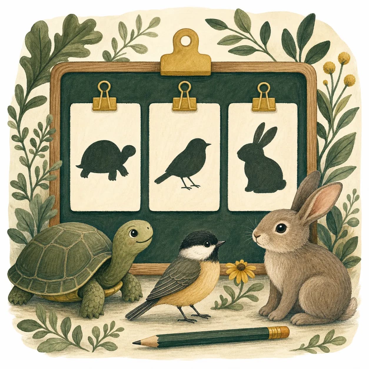 Animal classroom prompt illustration
