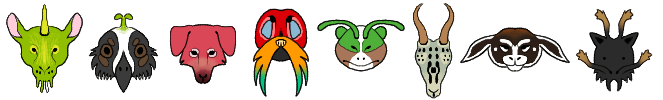 Heads of randomly generated creatures inspired by Tuimiz